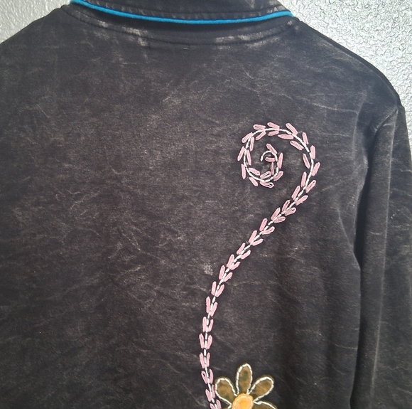 Embroidered Dark Grey Jacket With Embroideredl Floral Design - Picture 6 of 11